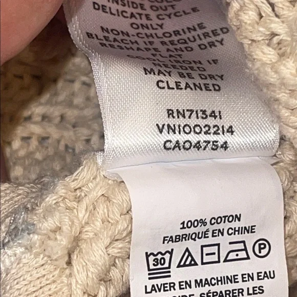 3201103 L.L. Bean Signature Women Cotton Fisherman Cable Tunic Sweater Beige XS - Picture 8 of 13